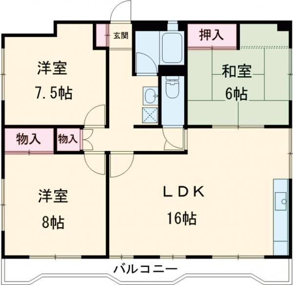 水戸市天王町のマンションの間取り