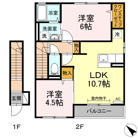 米子市上後藤のアパートの間取り