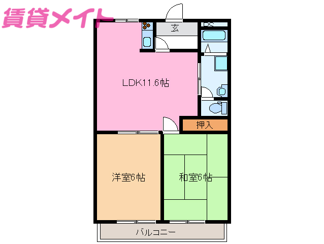 津市桜橋のマンションの間取り