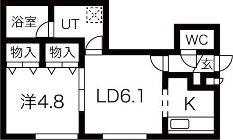 札幌市東区北三十二条東のアパートの間取り