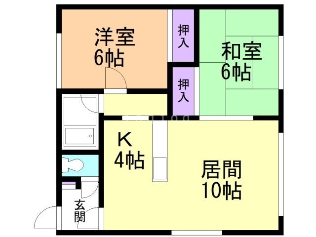 札幌市白石区中央一条のアパートの間取り