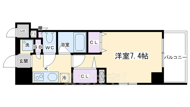 京都市中京区西ノ京南上合町のマンションの間取り