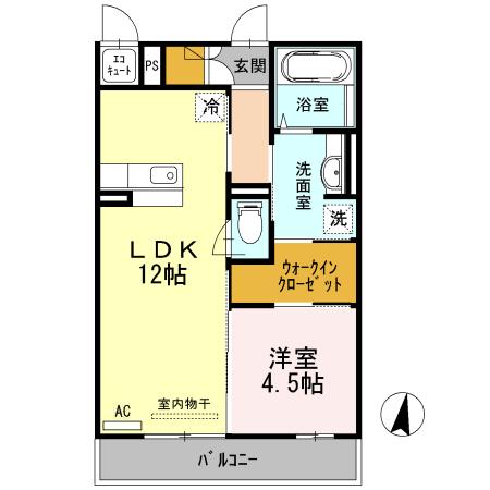 福山市王子町のアパートの間取り