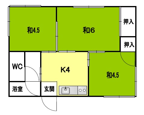 長崎市田上のアパートの間取り