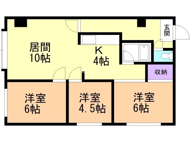 岩見沢市六条東のアパートの間取り