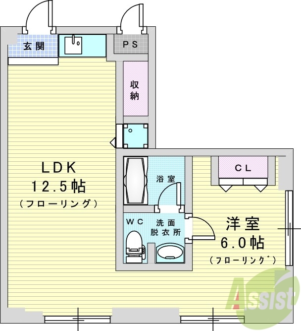 大阪市淀川区西中島のマンションの間取り