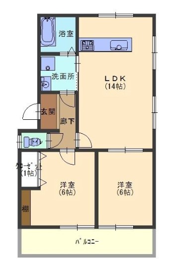 姫路市飾磨区下野田のマンションの間取り