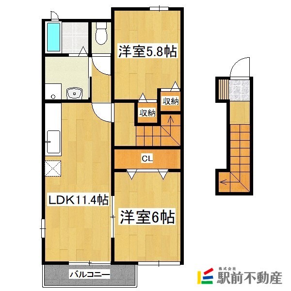 朝倉市牛木のアパートの間取り