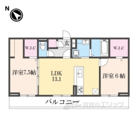 栗東市大橋のアパートの間取り