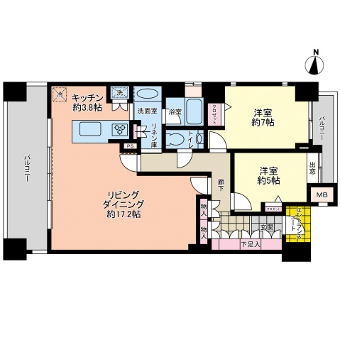 広島市中区大手町のマンションの間取り