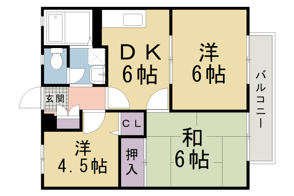 京都市北区上賀茂北ノ原町のアパートの間取り