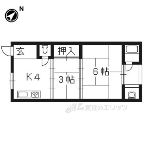 京都市西京区御陵塚ノ越町のアパートの間取り