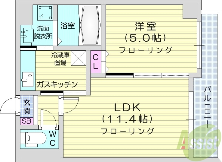 る・ぱれ北5条の間取り