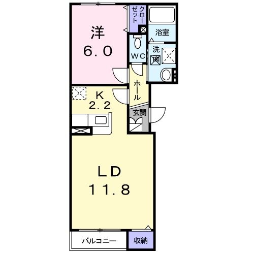 函館市桔梗のアパートの間取り