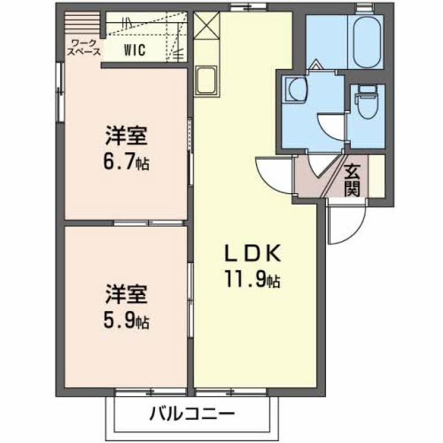 【新潟市西区山田のアパートの間取り】