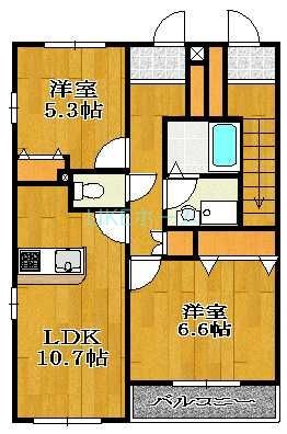 【船橋市前貝塚町のアパートの間取り】