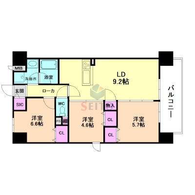 大阪市淀川区木川西のマンションの間取り