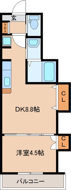 仙台市若林区蒲町のアパートの間取り