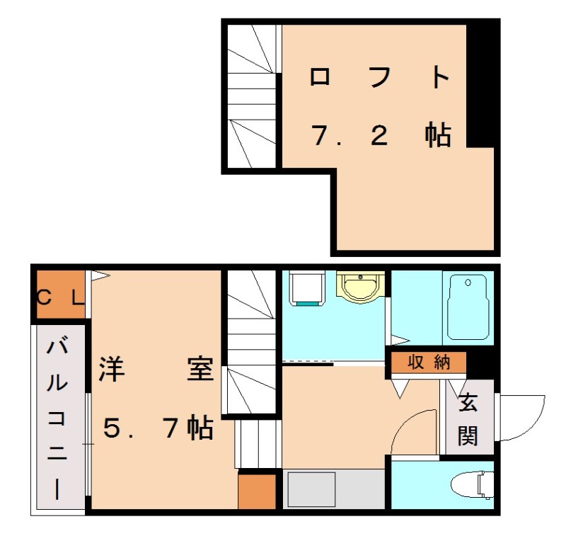 福津市福間南のアパートの間取り