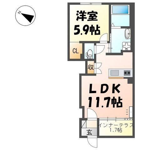 【春日部市梅田のアパートの間取り】