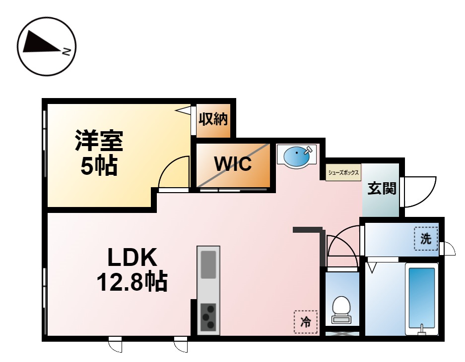 茂原市中の島町のアパートの間取り