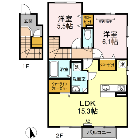 高松市香南町由佐のアパートの間取り