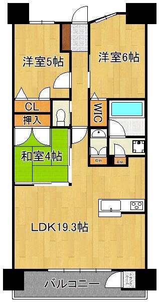 北九州市小倉北区大手町のマンションの間取り