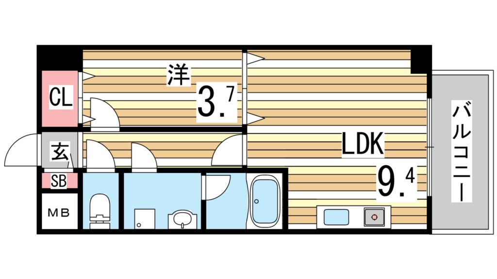 神戸市東灘区魚崎西町のマンションの間取り