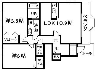 泉佐野市南中樫井のアパートの間取り