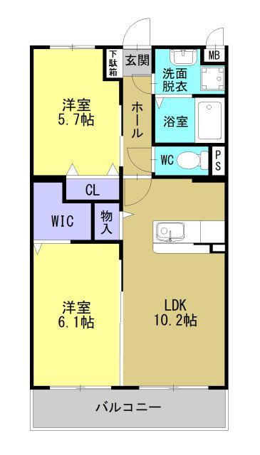 指宿市大牟礼のマンションの間取り