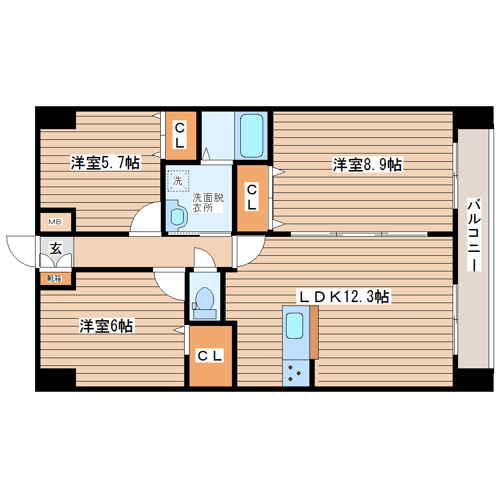 アークデュオ仙台苦竹の間取り