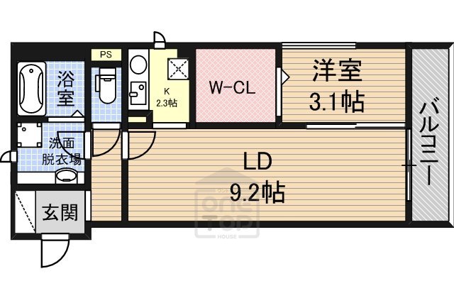 摂津市千里丘東のアパートの間取り