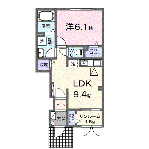 秋田市川元むつみ町のアパートの間取り