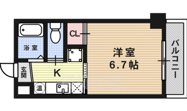 京都市左京区一乗寺宮ノ東町のマンションの間取り