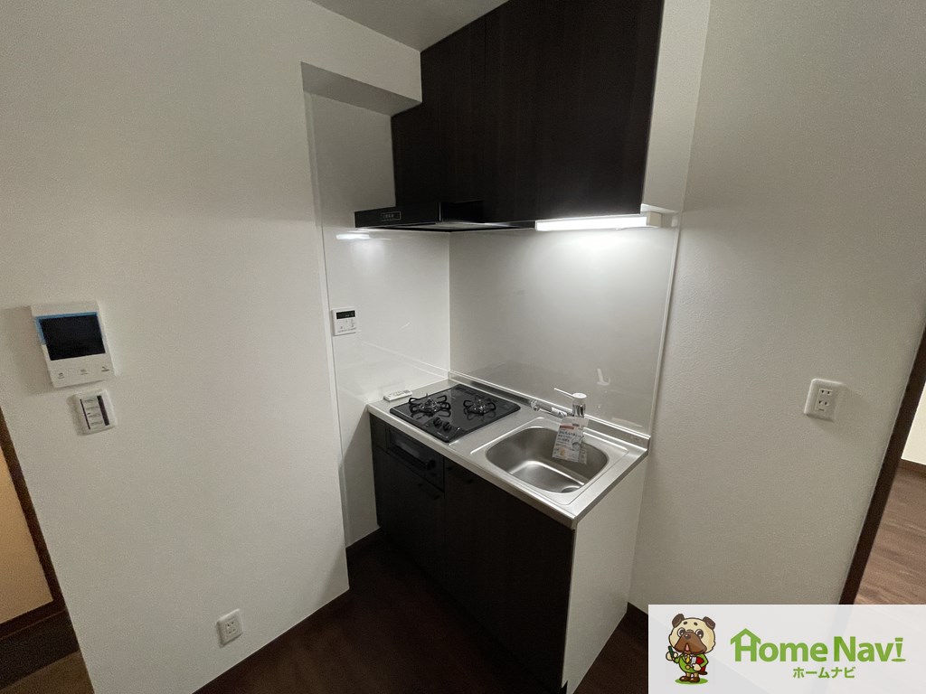 キッチン　２口ガスのシステムキッチン装備