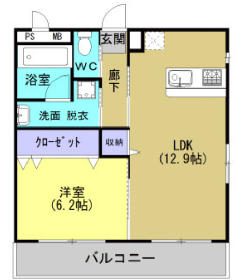 ＪＲ豊肥本線 三里木駅 徒歩8分 4階建 築14年の間取り写真
