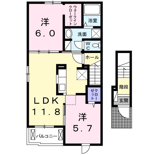 井原市笹賀町のアパートの間取り