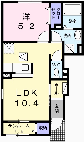 姫路市香寺町中仁野のアパートの間取り