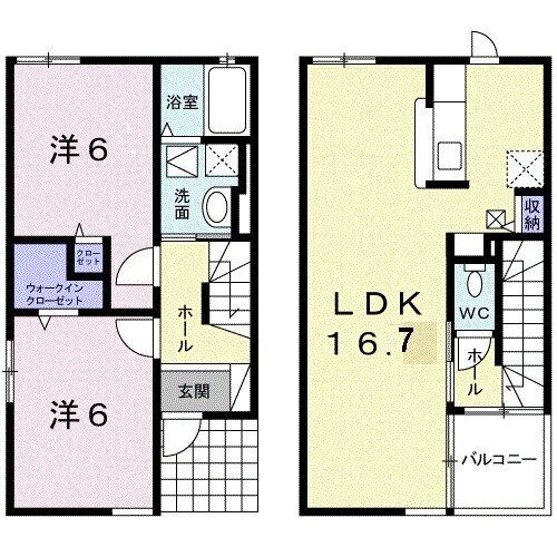 津市河芸町一色のアパートの間取り