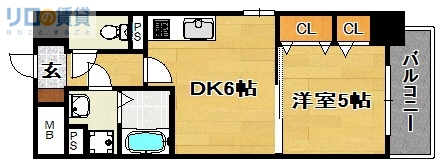 大阪市生野区中川西のマンションの間取り