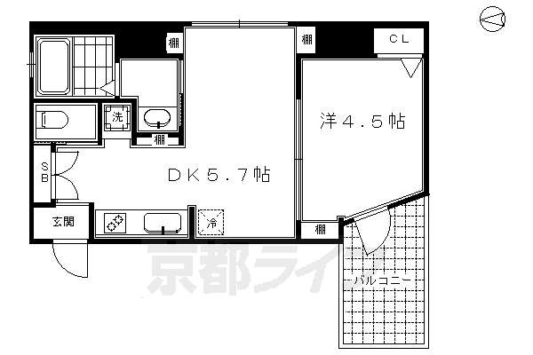 京都市南区西九条院町のマンションの間取り