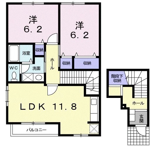 【北九州市小倉南区南方のアパートの間取り】