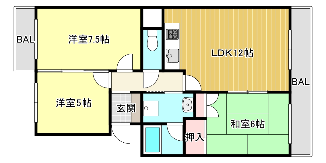 箕面市小野原東のマンションの間取り