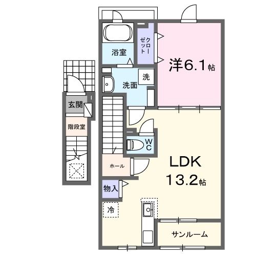 筑紫野市原田のアパートの間取り