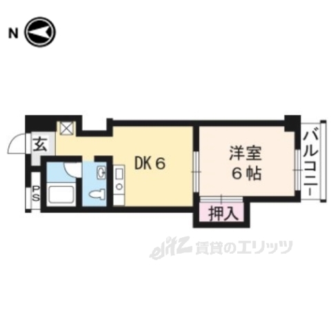 京都市右京区太秦森ケ前町のマンションの間取り