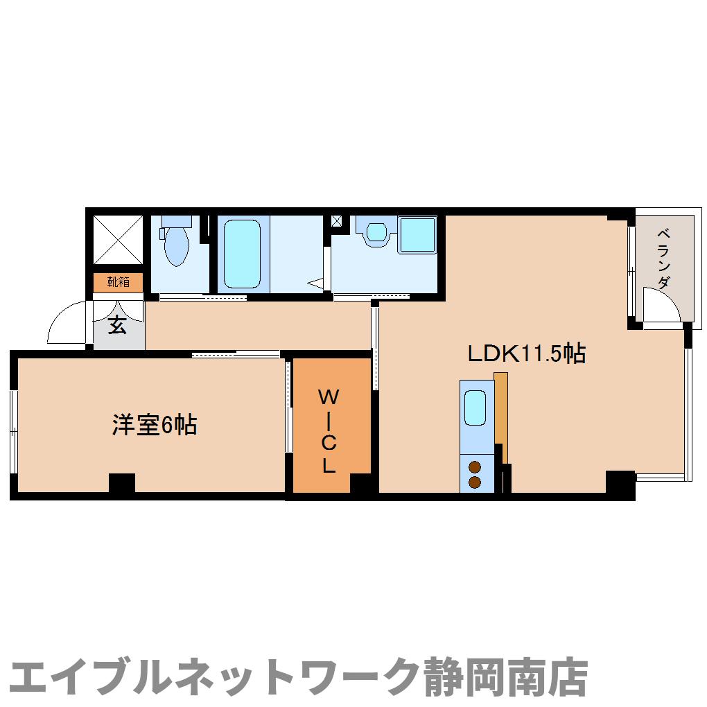 静岡市駿河区曲金のマンションの間取り