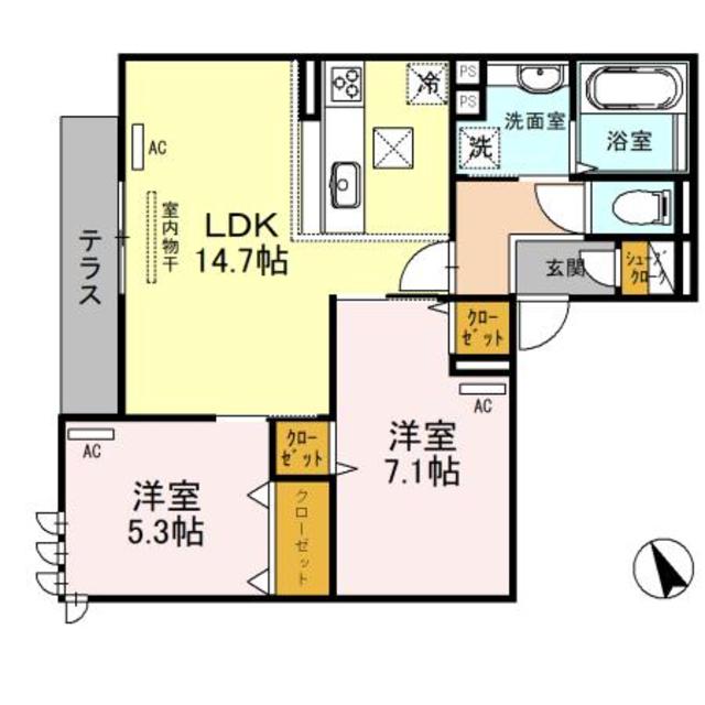 大阪市住吉区万代のアパートの間取り