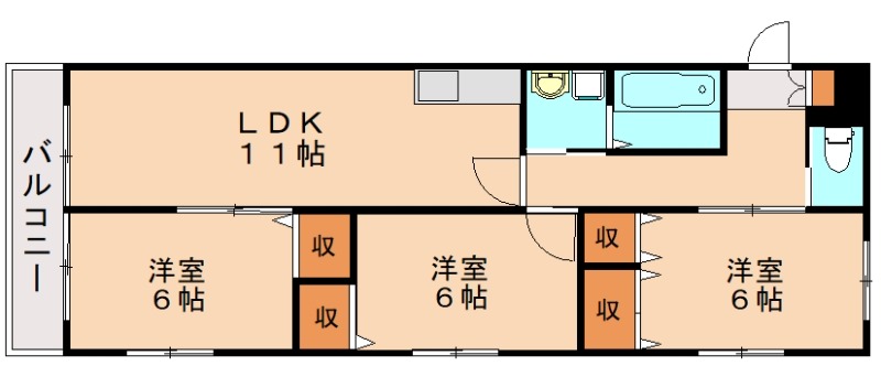 中間市通谷のアパートの間取り