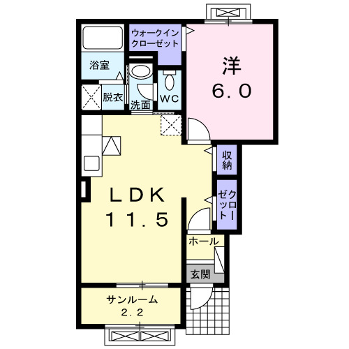 富山市一本木のアパートの間取り