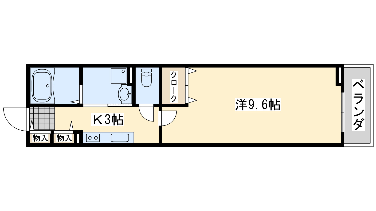 泉南市鳴滝のアパートの間取り